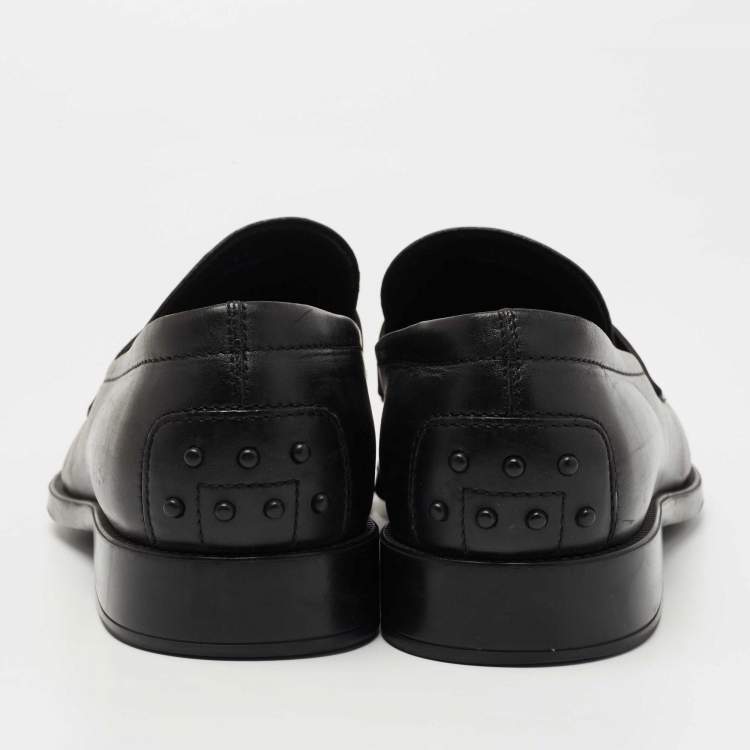 Pre Owned Tod's Black Leather Penny Loafers Size 45.5