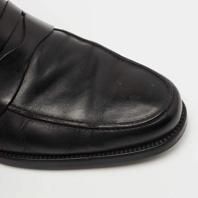 Pre Owned Tod's Black Leather Penny Loafers Size 45.5