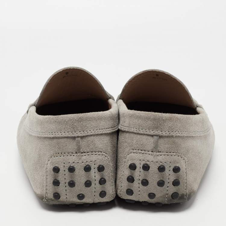 Pre Owned Tods Grey Suede Penny Gommini Loafers Size 42