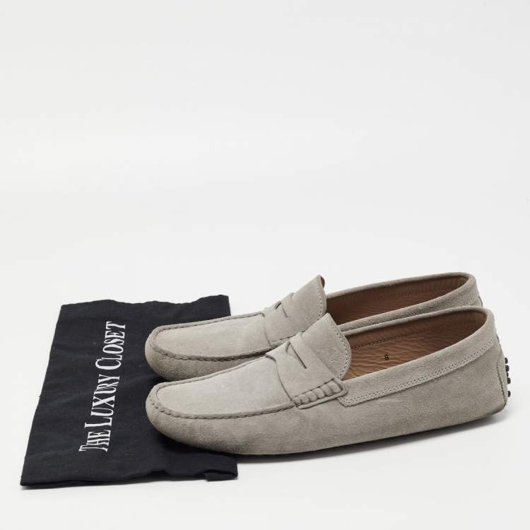 Pre Owned Tods Grey Suede Penny Gommini Loafers Size 42
