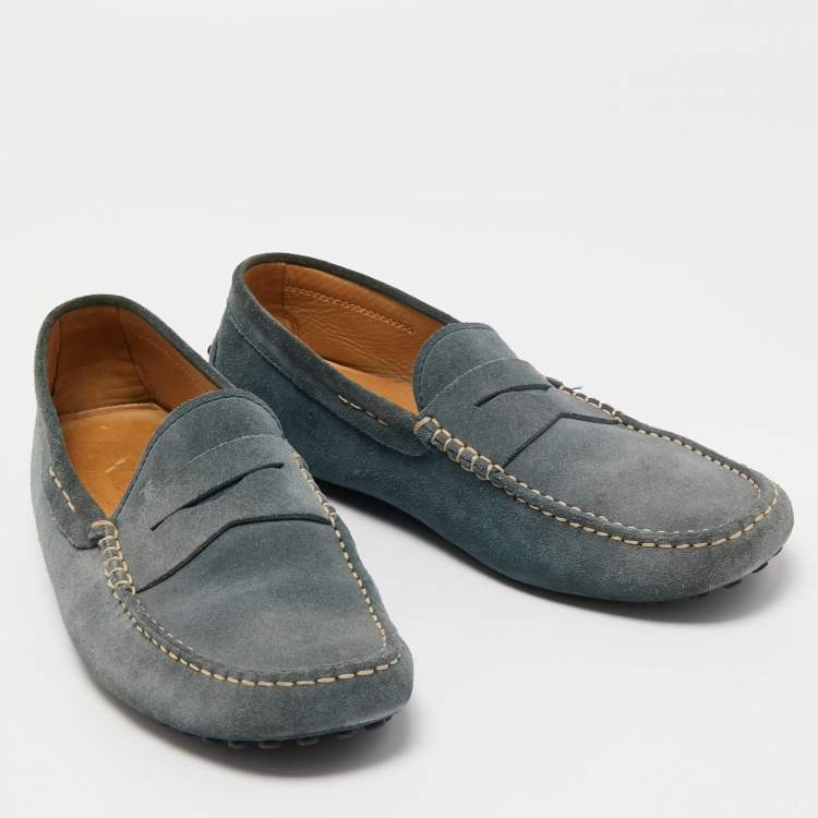 Pre Owned Tods Grey Suede Gommini Slip On Loafers Size 42