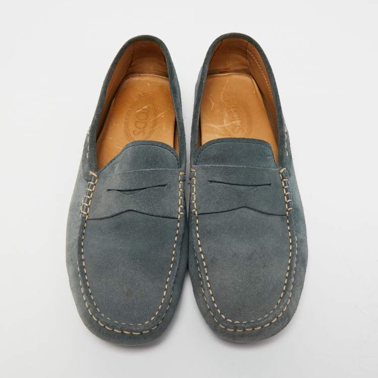 Pre Owned Tods Grey Suede Gommini Slip On Loafers Size 42