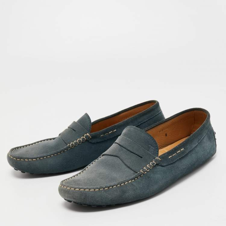 Pre Owned Tods Grey Suede Gommini Slip On Loafers Size 42