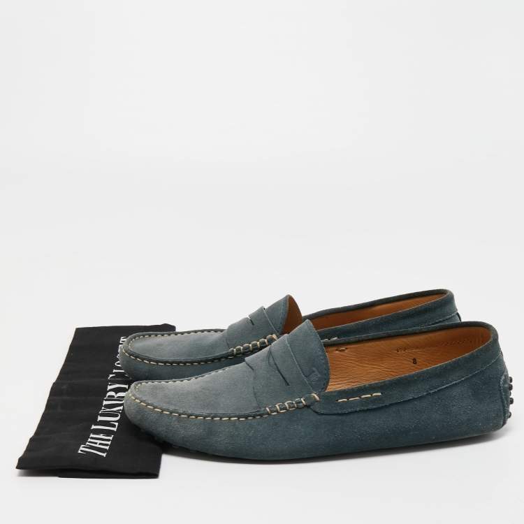 Pre Owned Tods Grey Suede Gommini Slip On Loafers Size 42