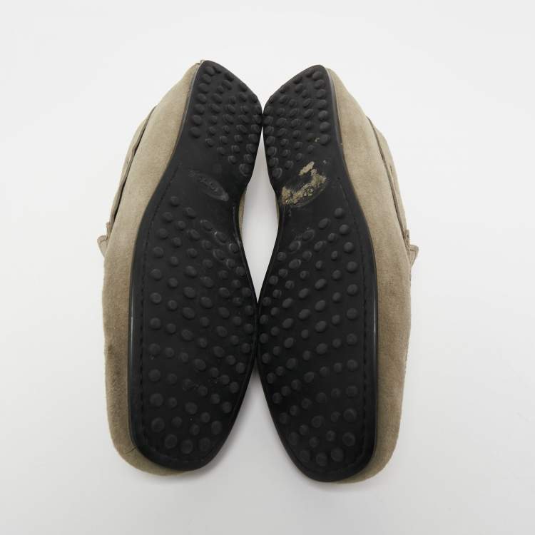 Pre Owned Tod's Grey Suede Gommini Loafers Size 42
