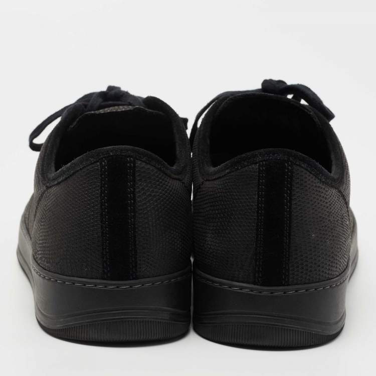 Pre Owned Lanvin Black Leather and Suede Lace Up Sneakers Size 41