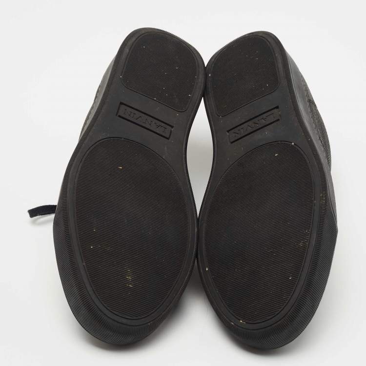 Pre Owned Lanvin Black Leather and Suede Lace Up Sneakers Size 41