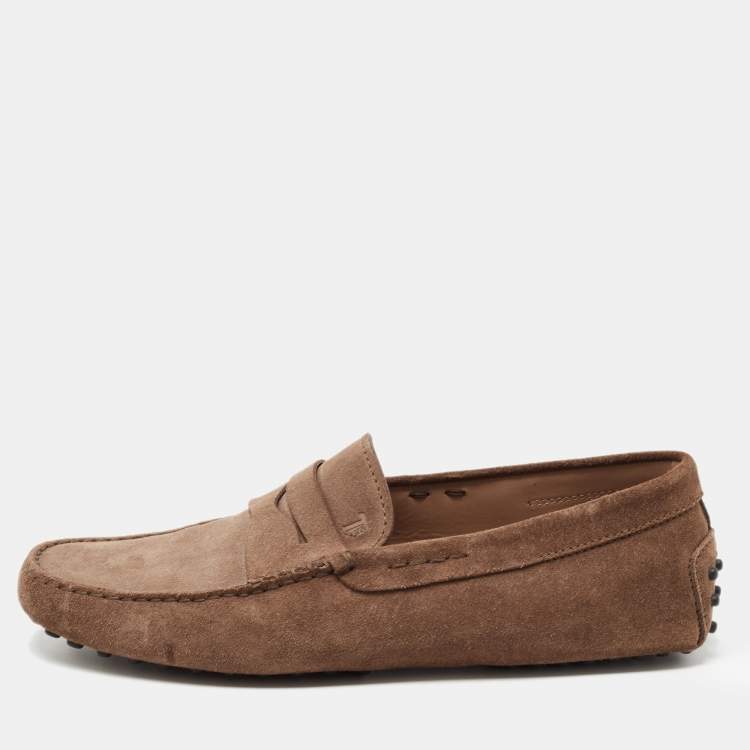 Pre Owned Tod's Brown Suede Slip On Loafers Size 42