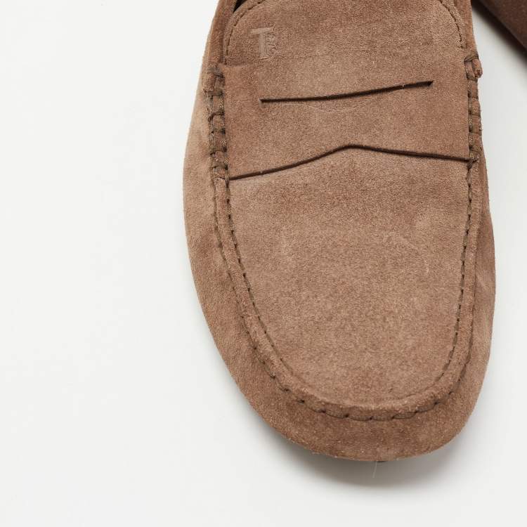 Pre Owned Tod's Brown Suede Slip On Loafers Size 42
