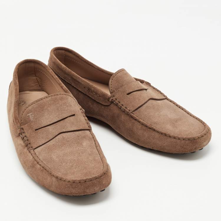 Pre Owned Tod's Brown Suede Slip On Loafers Size 42