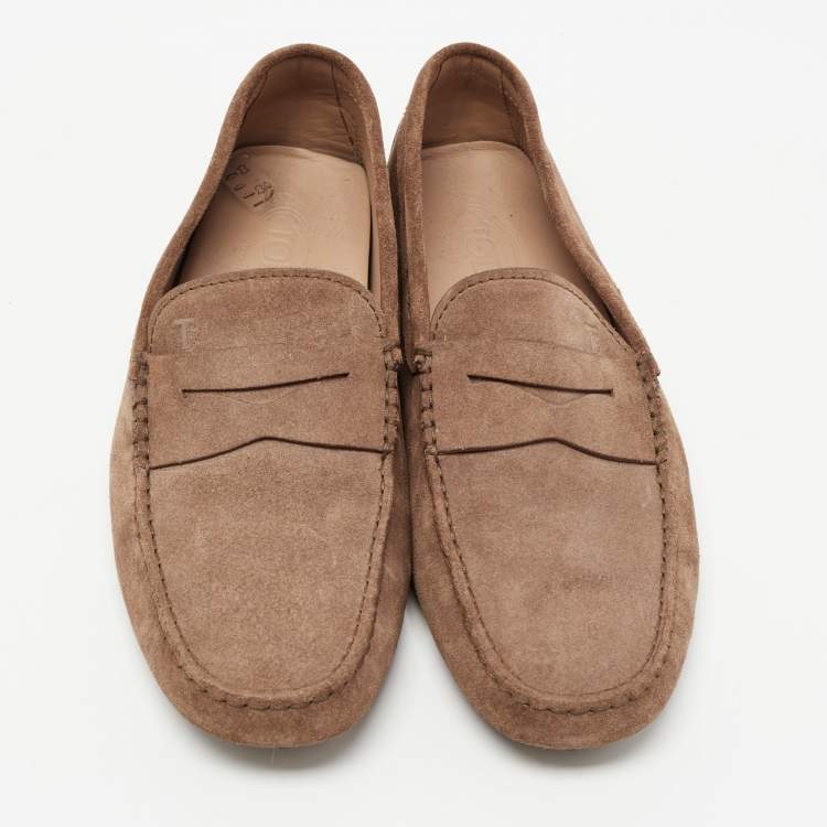 Pre Owned Tod's Brown Suede Slip On Loafers Size 42
