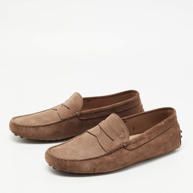 Pre Owned Tod's Brown Suede Slip On Loafers Size 42