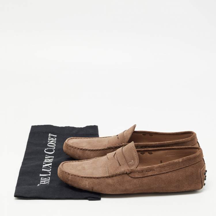 Pre Owned Tod's Brown Suede Slip On Loafers Size 42