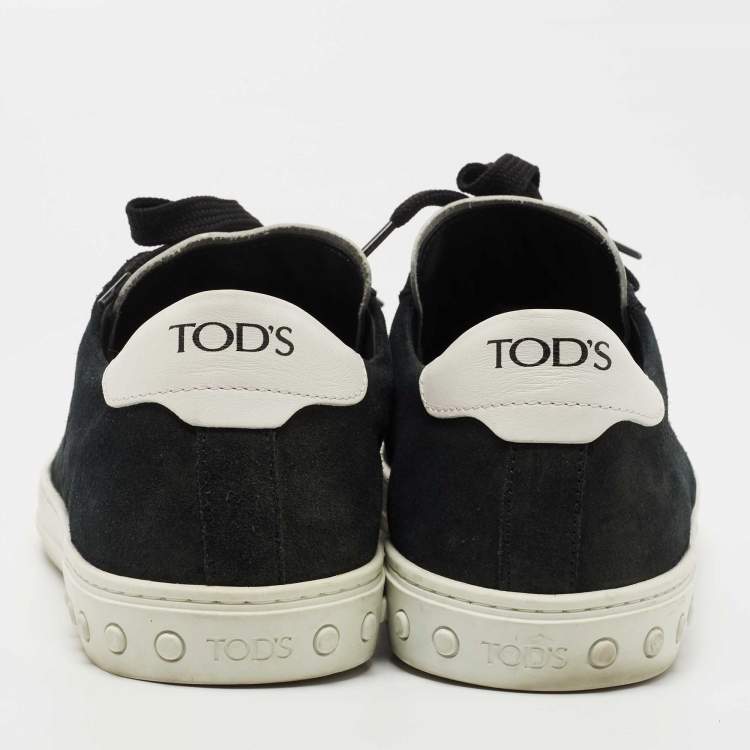 Pre Owned Tods Navy Blue/White Suede and Leather Low Top Sneakers Size 41.5