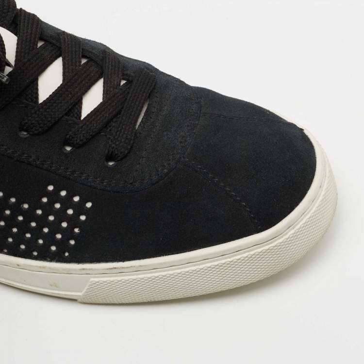 Pre Owned Tods Navy Blue/White Suede and Leather Low Top Sneakers Size 41.5