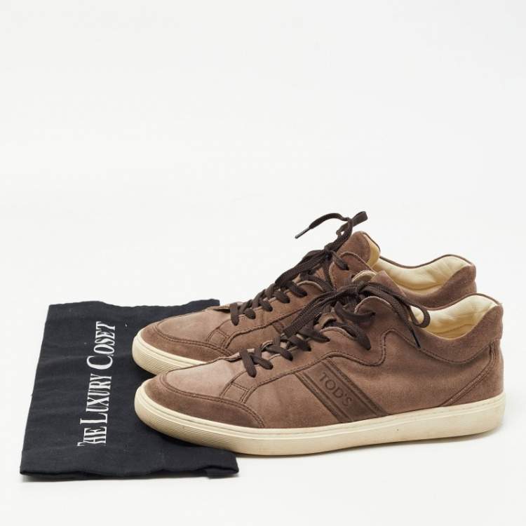 Pre Owned Tod's Brown Suede Low Top Sneakers Size 41.5 