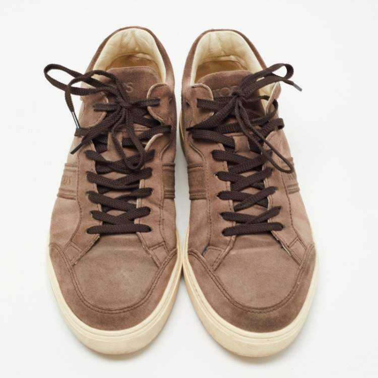 Pre Owned Tod's Brown Suede Low Top Sneakers Size 41.5 