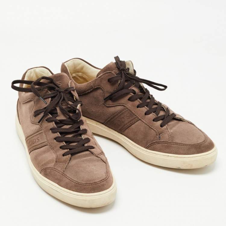 Pre Owned Tod's Brown Suede Low Top Sneakers Size 41.5 