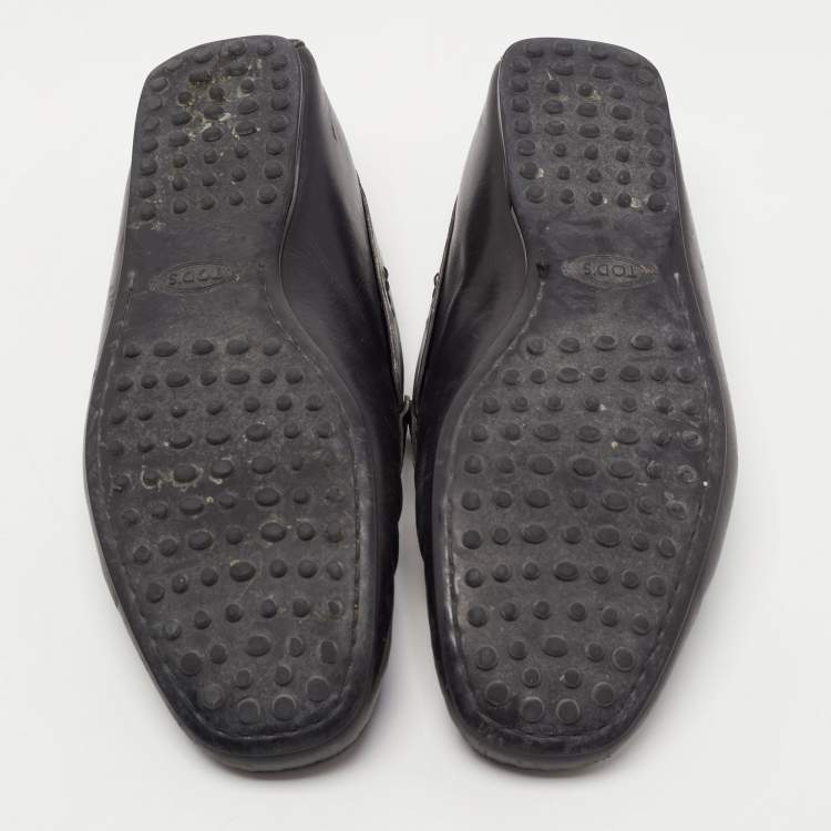 Pre Owned Tods Black Leather Gommino Driving Loafers Size 42