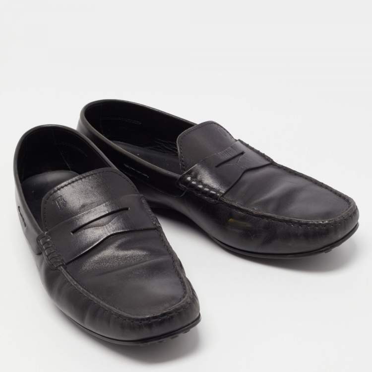 Pre Owned Tods Black Leather Gommino Driving Loafers Size 42