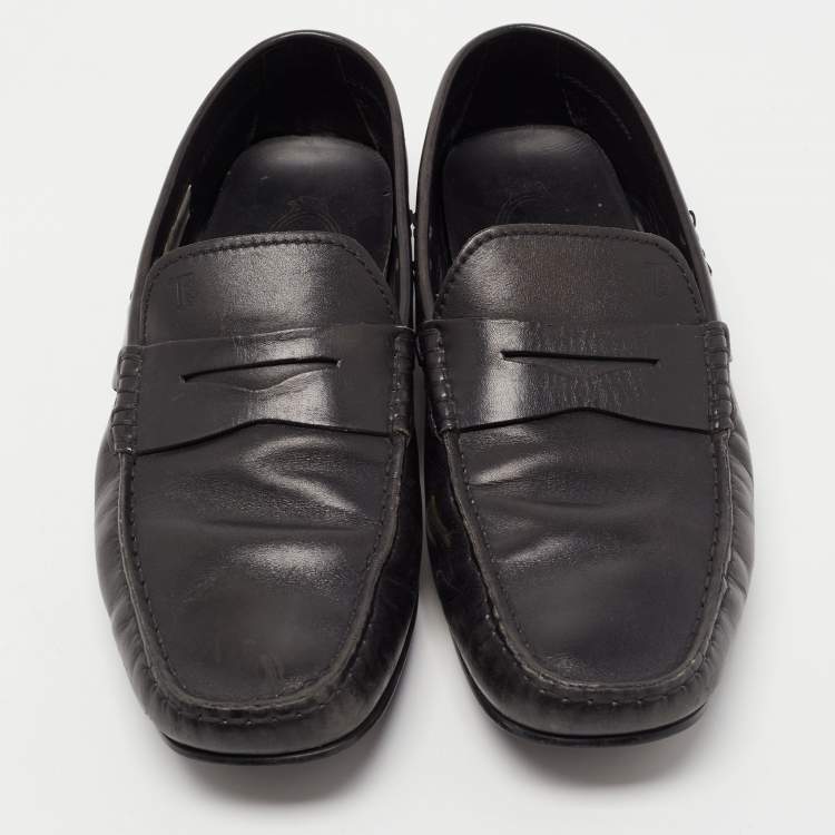Pre Owned Tods Black Leather Gommino Driving Loafers Size 42