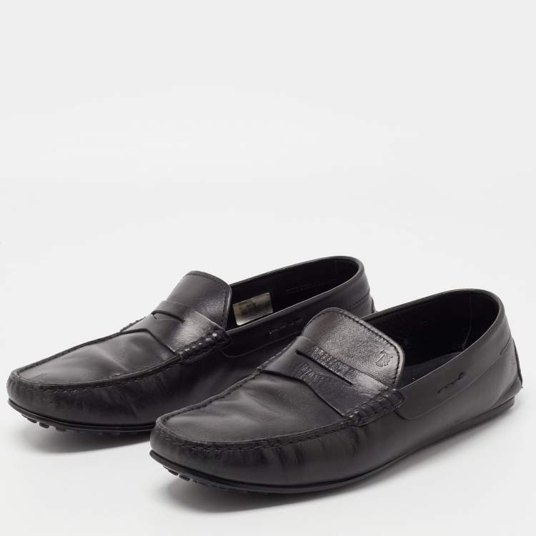 Pre Owned Tods Black Leather Gommino Driving Loafers Size 42