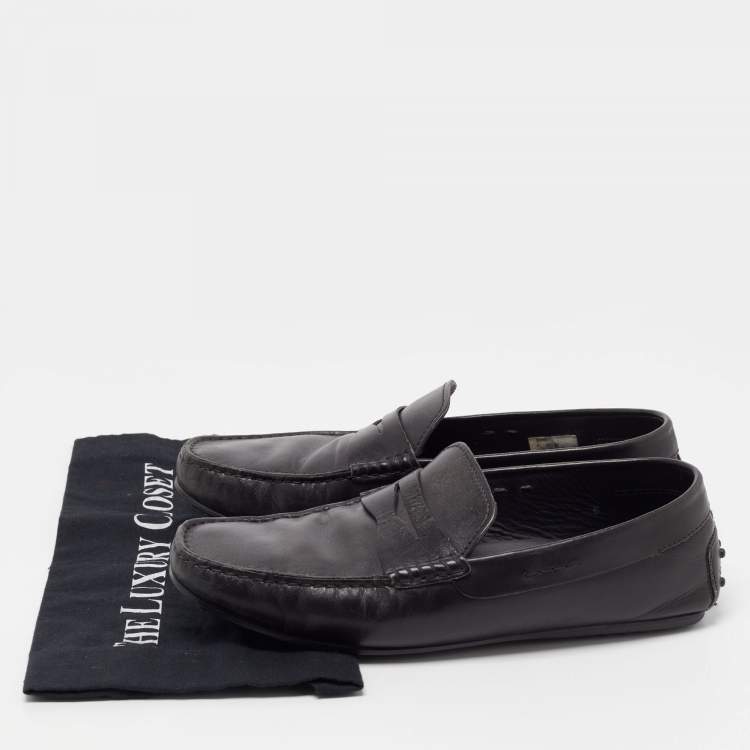 Pre Owned Tods Black Leather Gommino Driving Loafers Size 42