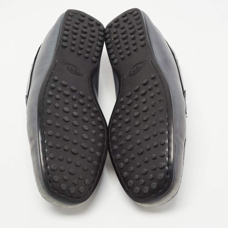 Pre Owned Tod's Grey Leather Penny Loafers Size 42