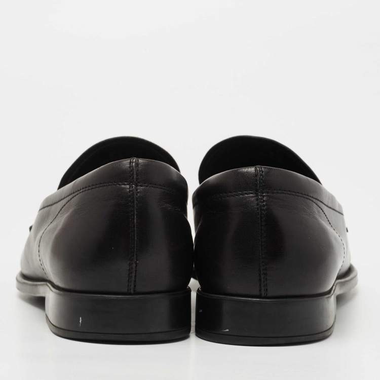Pre Owned Tod's Black Leather Penny Slip On Loafers Size 39.5