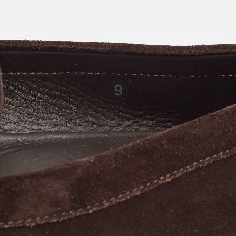 Pre Owned Tod's Dark Brown Suede Slip On Loafers Size 43