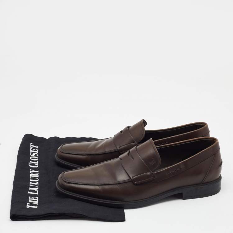 Pre Owned Tods Brown Leather Slip On Loafers Size 41