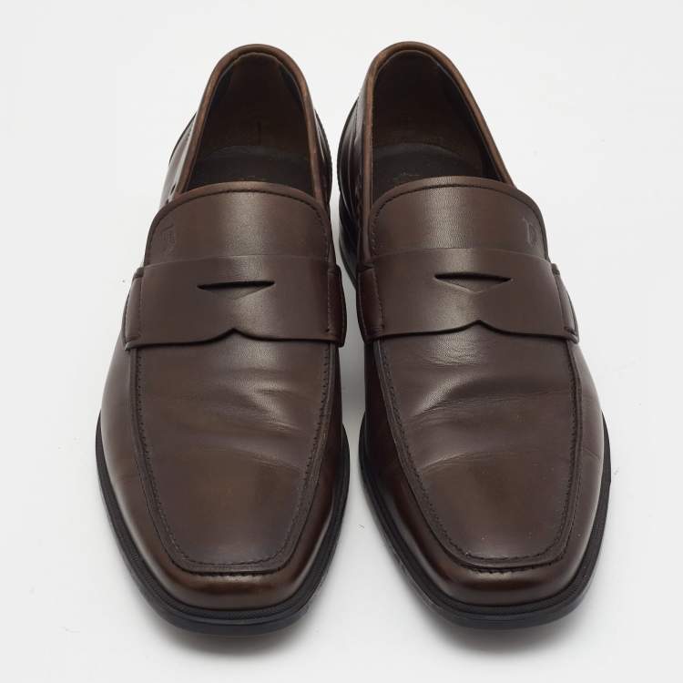 Pre Owned Tods Brown Leather Slip On Loafers Size 41