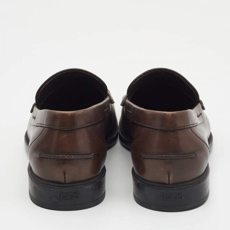 Pre Owned Tods Brown Leather Slip On Loafers Size 41
