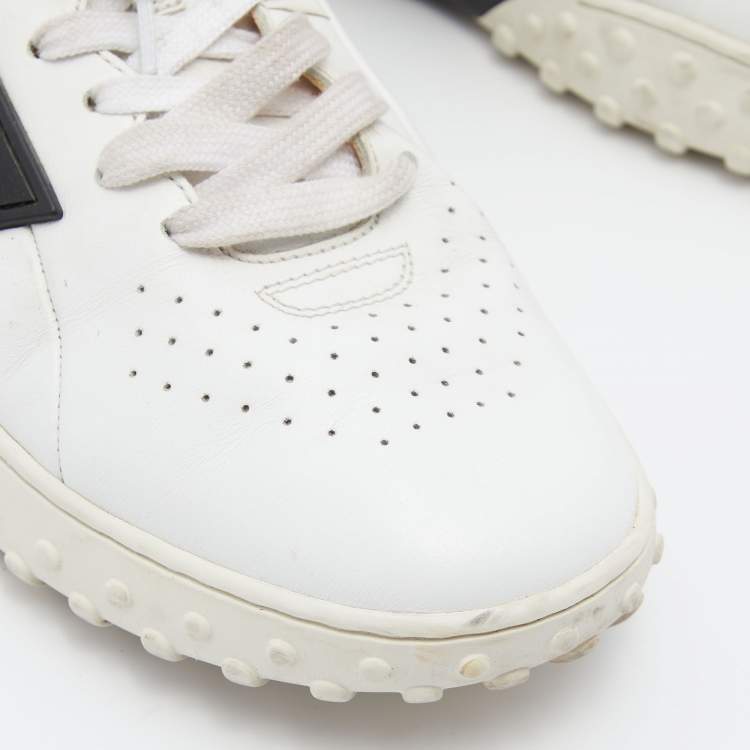 Pre Owned Tod's White/Black Leather Lace Low Top Sneakers Size 41