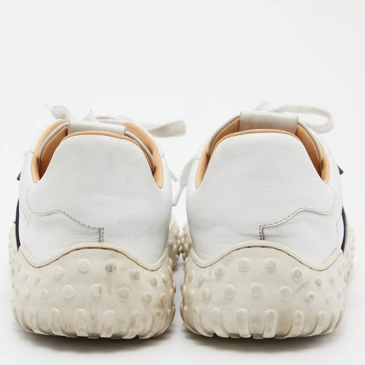 Pre Owned Tod's White/Black Leather Lace Low Top Sneakers Size 41
