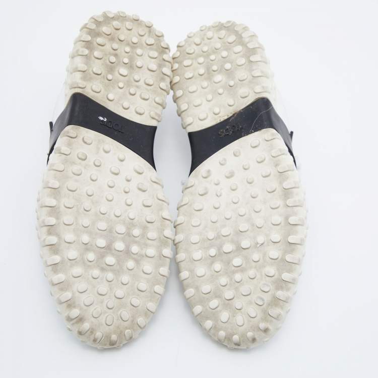 Pre Owned Tod's White/Black Leather Lace Low Top Sneakers Size 41