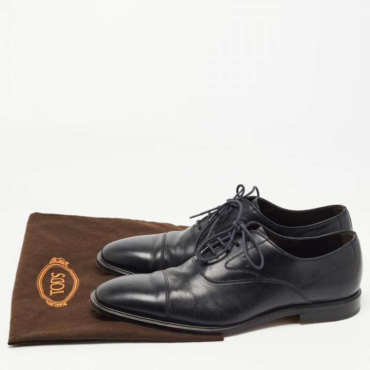 Pre Owned Tod's Black Leather Lace Up Oxfords Size 42