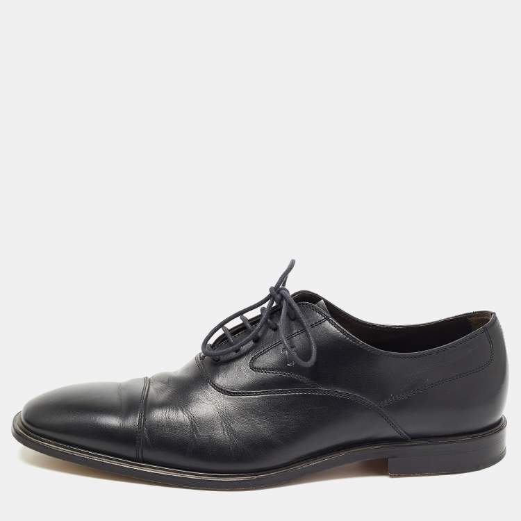 Pre Owned Tod's Black Leather Lace Up Oxfords Size 42