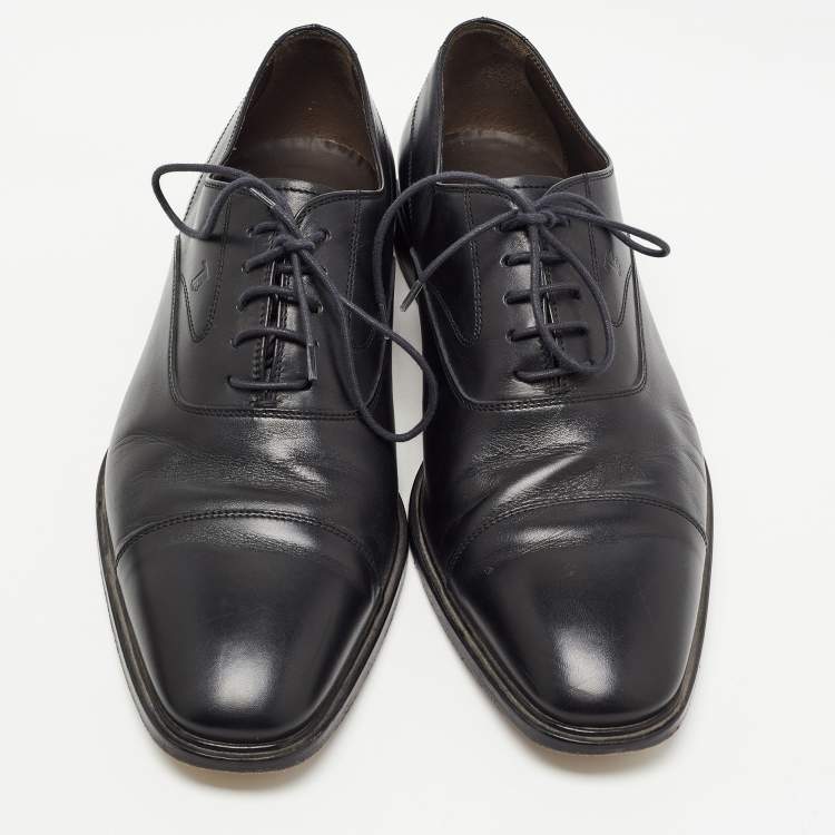 Pre Owned Tod's Black Leather Lace Up Oxfords Size 42