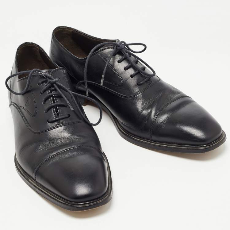Pre Owned Tod's Black Leather Lace Up Oxfords Size 42