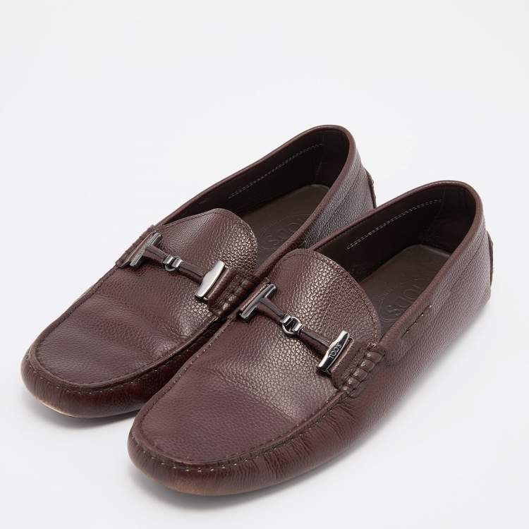 Pre Owned Tod's Brown Leather Bit Slip On Loafers Size 44.5