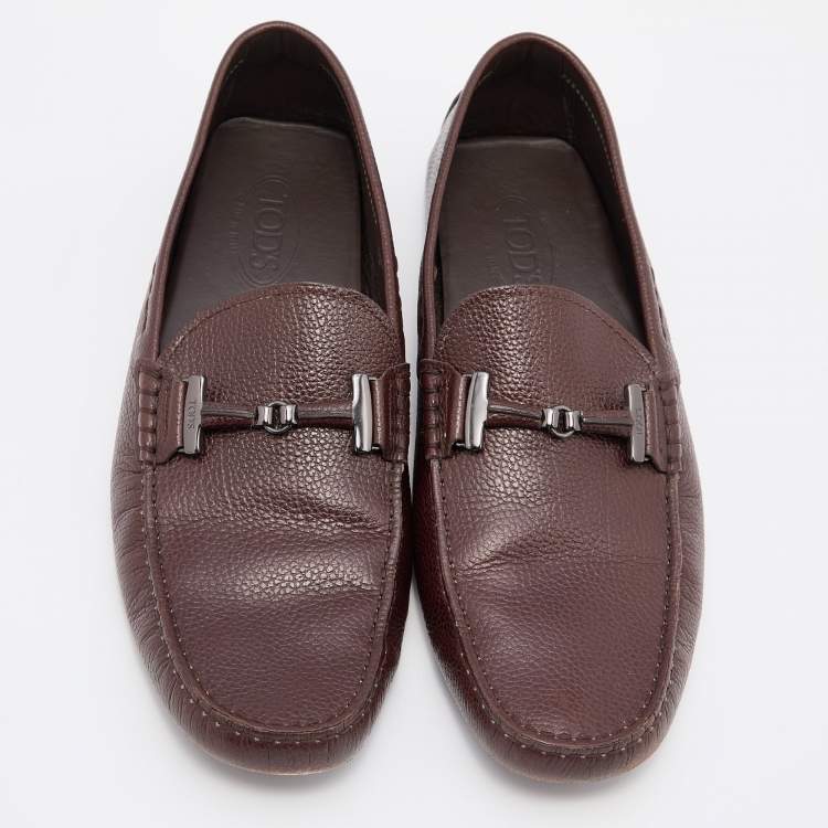 Pre Owned Tod's Brown Leather Bit Slip On Loafers Size 44.5