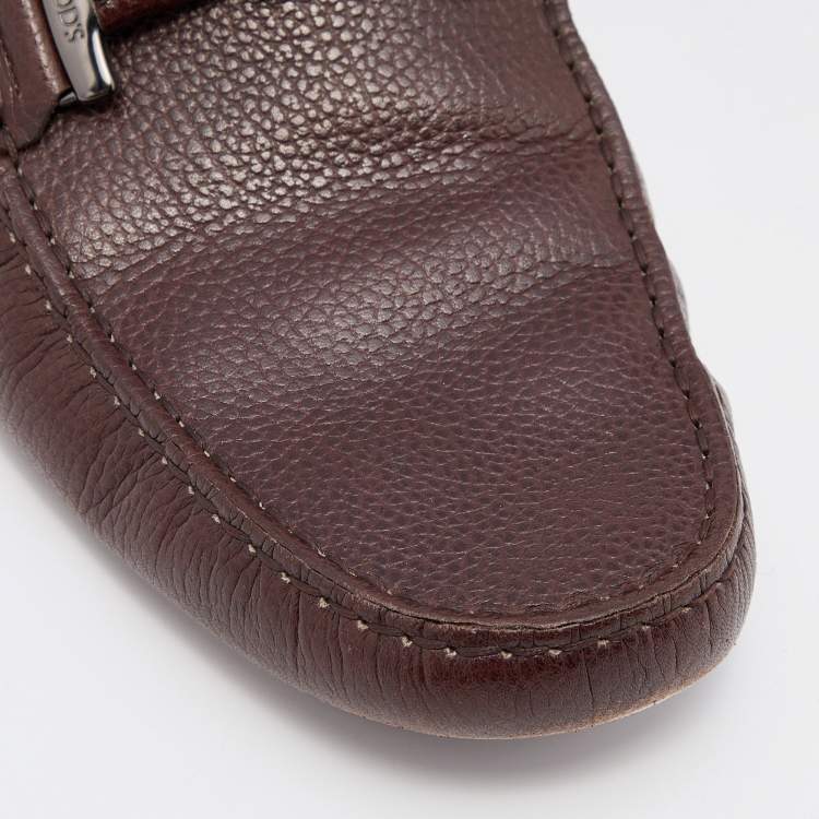 Pre Owned Tod's Brown Leather Bit Slip On Loafers Size 44.5