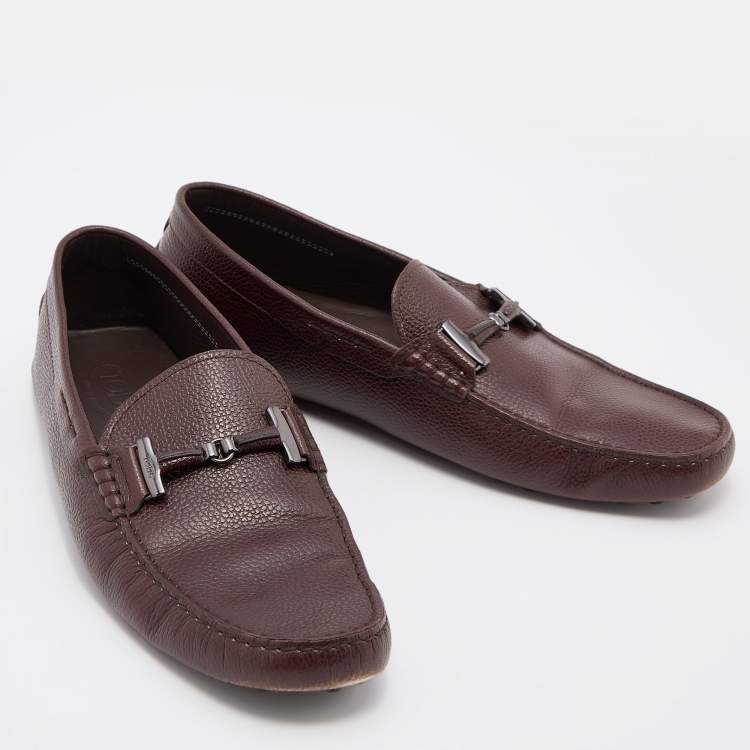 Pre Owned Tod's Brown Leather Bit Slip On Loafers Size 44.5