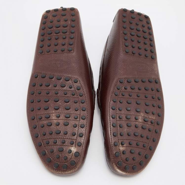 Pre Owned Tod's Brown Leather Bit Slip On Loafers Size 44.5