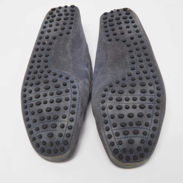مملوكة مسبقًا Tod's Grey Nubuck Leather Gommino Loafers Size 44