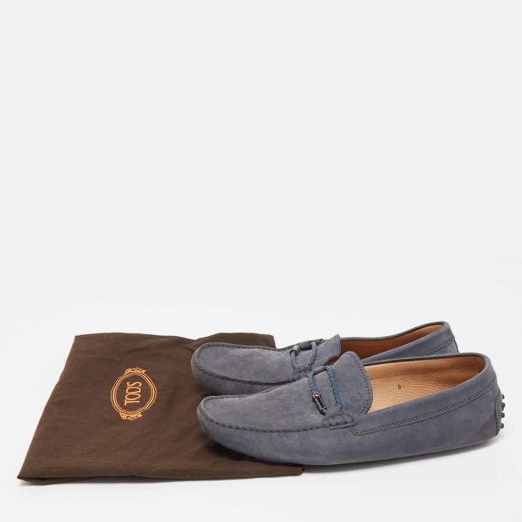 مملوكة مسبقًا Tod's Grey Nubuck Leather Gommino Loafers Size 44