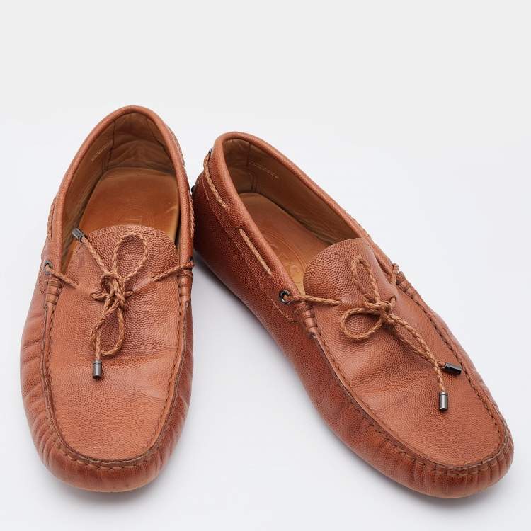 Pre Owned Tod's Brown Leather Gommino Loafer Size 39.5