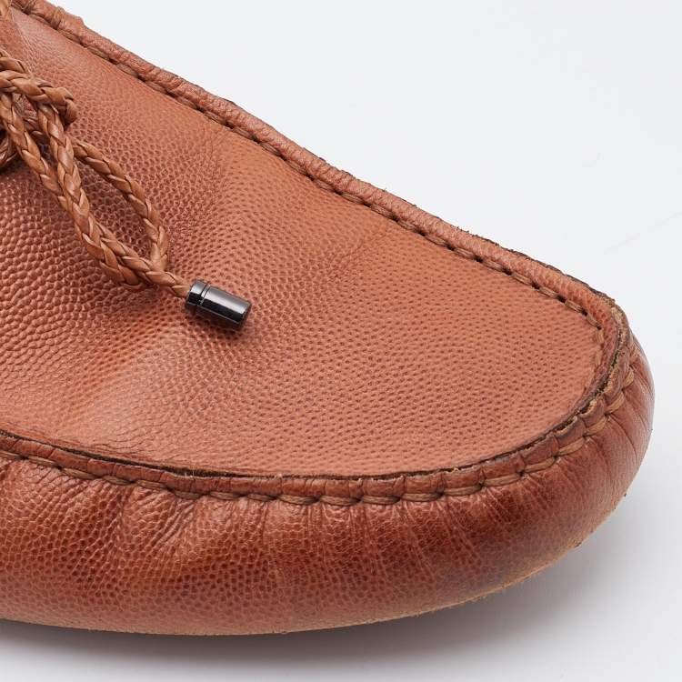 Pre Owned Tod's Brown Leather Gommino Loafer Size 39.5