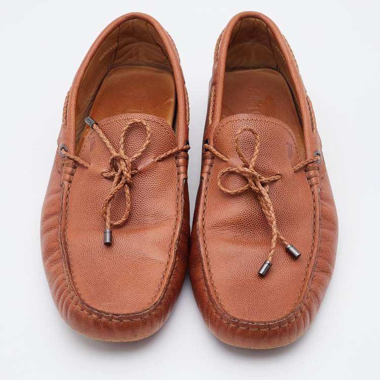 Pre Owned Tod's Brown Leather Gommino Loafer Size 39.5